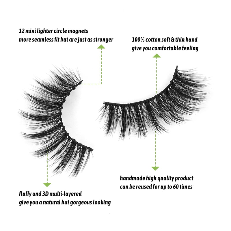 2022 New Product Magnetic Lashes with 12 Mini Circle Magnets